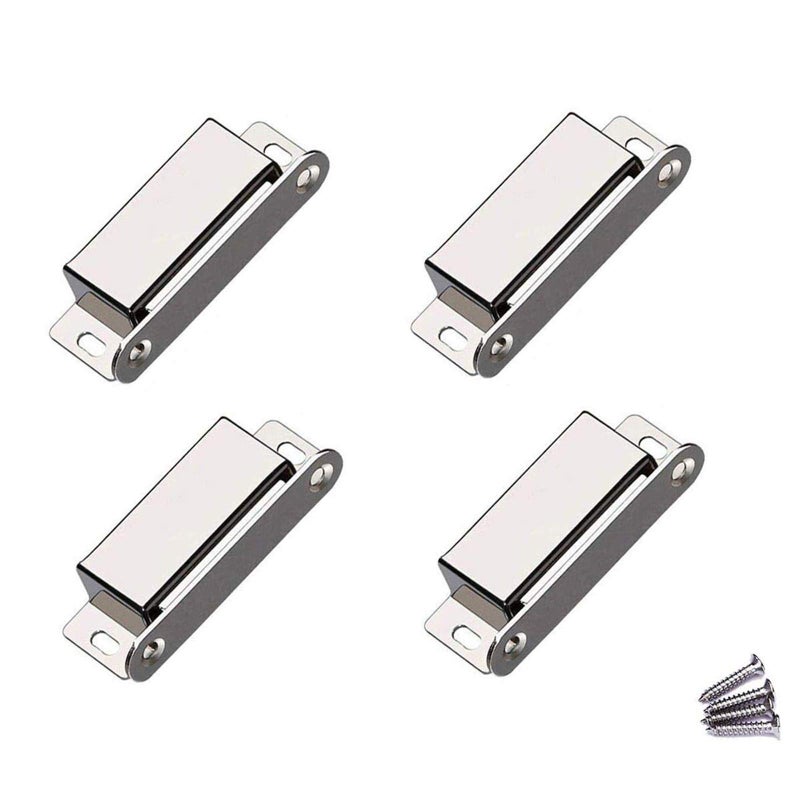 WOOCH Magnetic Door Catch - 50lb High Magnetic Stainless Steel Heavy Duty Catch for Kitchen Bathroom Cupboard Wardrobe Closet Closures Cabinet Door Drawer Latch (Silver, 4-Pack) - Image 1